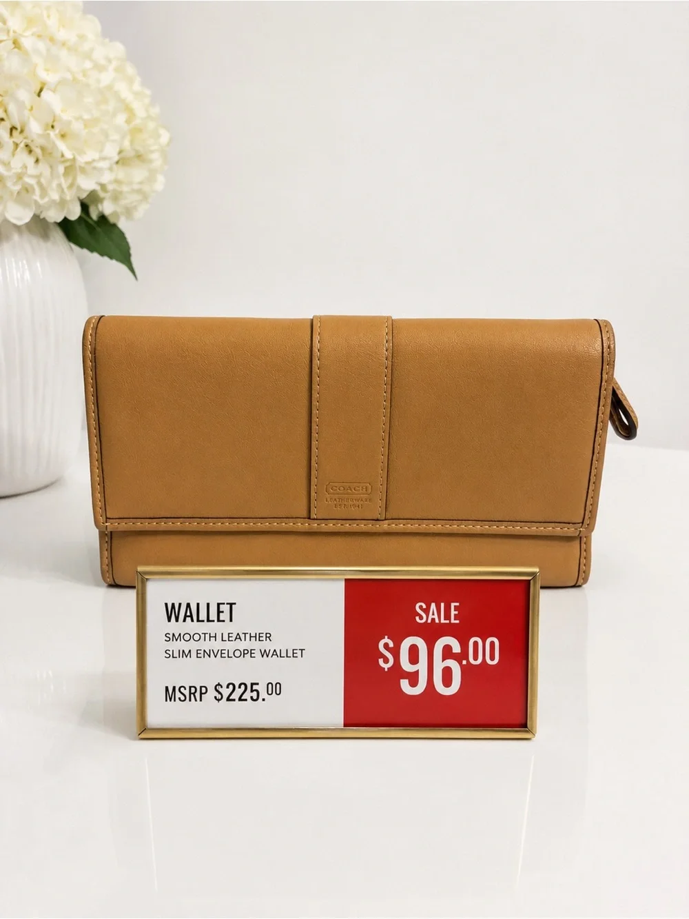Coach Smooth Leather Slim Envelope Wallet - Tan